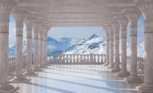 Foto tapeta - Snježne planine ruralni krajolik (152,5x104 cm)
