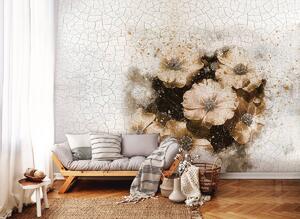 Foto tapeta - Cvijeće - ispucani zid (152,5x104 cm)