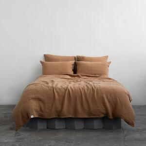 Smeđa lanena posteljina za bračni krevet 200x200 cm – Linen Tales