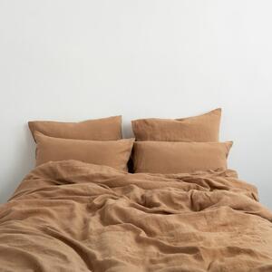 Smeđa lanena posteljina za bračni krevet 200x200 cm – Linen Tales