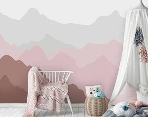 Foto tapeta - Obrisi planina - ružičasti (152,5x104 cm)