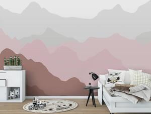 Foto tapeta - Obrisi planina - ružičasti (152,5x104 cm)