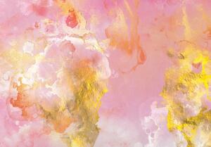 Foto tapeta - Mramor u ružičastoj i zlatnoj boji (152,5x104 cm)