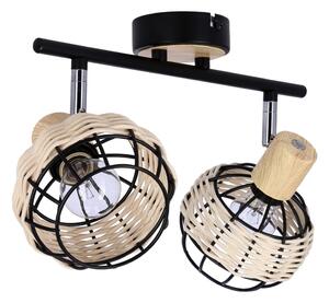 Crna/krem stropna svjetiljka s metalnim sjenilom/sa sjenilom od ratana ø 12 cm Tajga – Candellux Lighting