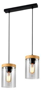 Crna/u prirodnoj boji viseća svjetiljka sa staklenim sjenilom ø 12 cm Wels – Candellux Lighting