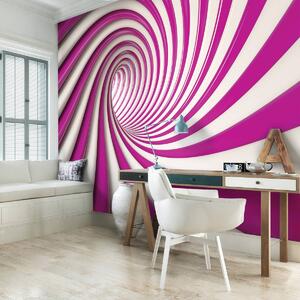 Foto tapeta - Bijeli i ružičasti 3D tunel (152,5x104 cm)