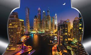 Foto tapeta - Dubajski neboderi noću (152,5x104 cm)