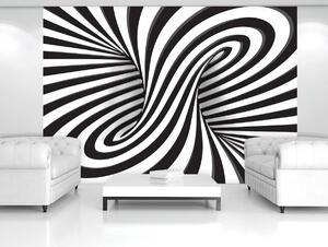 Foto tapeta - Bijelo-crni 3D vrtlog (152,5x104 cm)