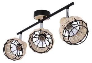 Crna/krem stropna svjetiljka s metalnim sjenilom/sa sjenilom od ratana ø 12 cm Tajga – Candellux Lighting