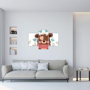 Slika - Medvedek s pticami (90x60 cm)