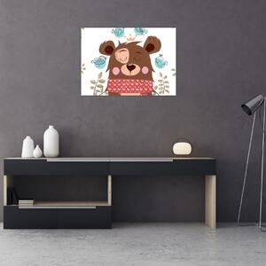 Slika - Medvedek s pticami (70x50 cm)