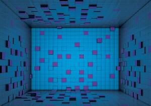 Foto tapeta - 3D soba od plavih kocki (152,5x104 cm)