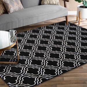 Kvalitetni crni skandinavski tepih s bijelim uzorkom Širina: 80 cm | Duljina: 150 cm