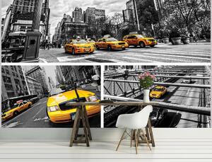 Foto tapeta - Žuti taksi - kolaž (152,5x104 cm)