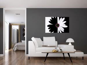 Slika črno-bele rože (90x60 cm)