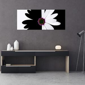 Slika črno-bele rože (120x50 cm)