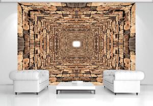 Foto tapeta - Tunel od 3D kamenja (152,5x104 cm)