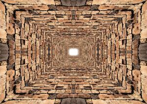 Foto tapeta - Tunel od 3D kamenja (152,5x104 cm)