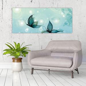 Slika - Modri ​​metulji (120x50 cm)