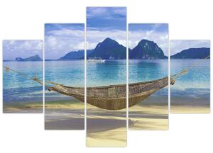 Slika viseče mreže na plaži 2 (150x105 cm)