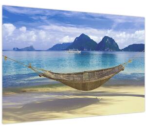Slika viseče mreže na plaži 2 (90x60 cm)