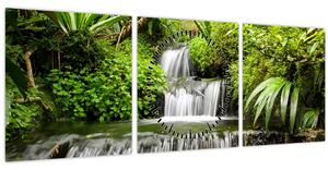 Slika - Slap v deževnem gozdu (sa satom) (90x30 cm)