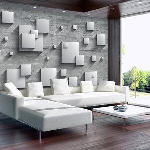 Foto tapeta - Sivi kvadrati na drvenim daskama (152,5x104 cm)