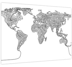 Staklena slika - Zemljevid v vrsticah (70x50 cm)