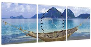 Slika viseče mreže na plaži 2 (sa satom) (90x30 cm)