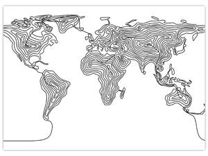Staklena slika - Zemljevid v vrsticah (70x50 cm)