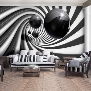 Foto tapeta - 3D crno-bijeli tunel (152,5x104 cm)