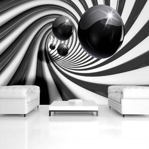 Foto tapeta - 3D crno-bijeli tunel (152,5x104 cm)