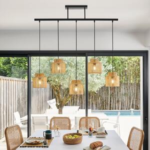 COREP Kancun viseća lampa, prirodna boja, duljina 98 cm, papir, 5 svjetiljki, prigušiva, Bež, Dnevni boravak/blagovaonica, Papirnati karton