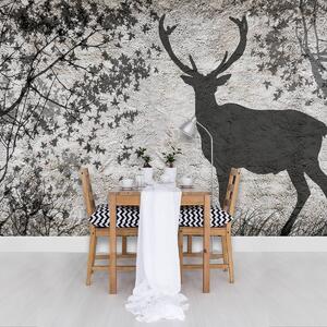 Foto tapeta - Sjena jelena na sivom zidu (152,5x104 cm)