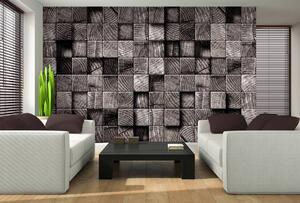 Foto tapeta - Sivi drveni blokovi (152,5x104 cm)