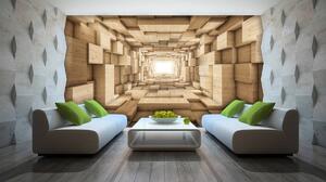 Foto tapeta - 3D drveni tunel (152,5x104 cm)