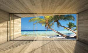 Foto tapeta - Pogled na ocean i palme (152,5x104 cm)