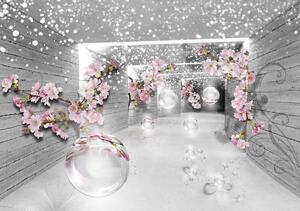 Foto tapeta - Čaroban 3D tunel s cvijećem (152,5x104 cm)