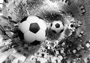 Foto tapeta - Nogometne lopte u 3D tunelu slagalica (152,5x104 cm)