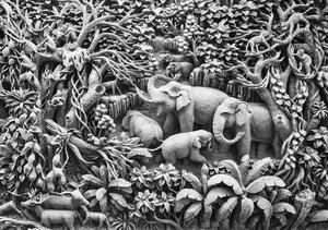 Foto tapeta - Reljef obitelji slonova (152,5x104 cm)