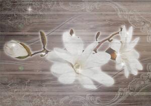 Foto tapeta - Cvijeće na drvenoj podlozi (152,5x104 cm)