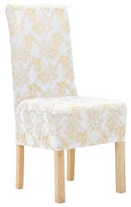 VidaXL Navlake za stolice 4 kom rastezljive bijele sa zlatnim uzorkom