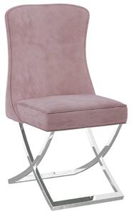 VidaXL Blagovaonska stolica roza 53 x 52 x 98 cm od baršuna i čelika