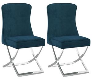 VidaXL Blagovaonske stolice 2 kom plave 53x52x98 cm baršun i čelik