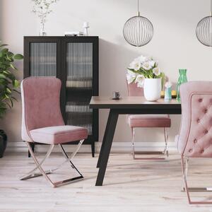 VidaXL Blagovaonska stolica roza 53 x 52 x 98 cm od baršuna i čelika