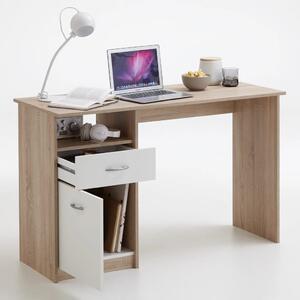FMD radni stol s 1 ladicom 123 x 50 x 76,5 cm boja hrasta i bijela