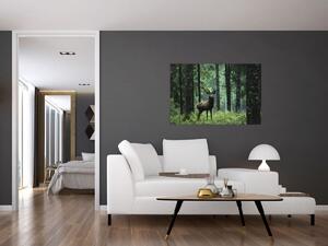 Slika - Jelen u dubokoj šumi (90x60 cm)
