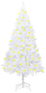 VidaXL Umjetno osvijetljeno božićno drvce gustih grana bijelo 180 cm
