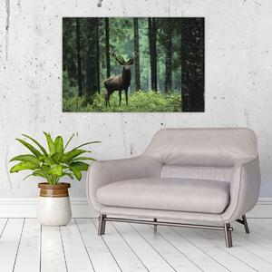 Slika - Jelen u dubokoj šumi (90x60 cm)