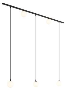 Moderni sustav tračnica crni s 2 reflektora i 3 viseće svjetiljke 1-fazni - Slimline Eira